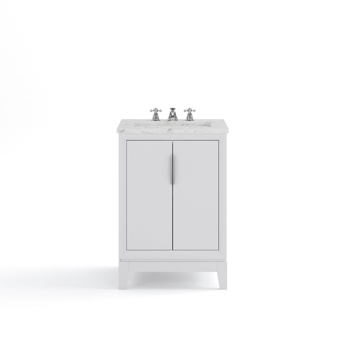 24 Inch Silhouette  Carrara White Marble Bathroom Vanity - Freestanding Vanity with Chrome Hardware