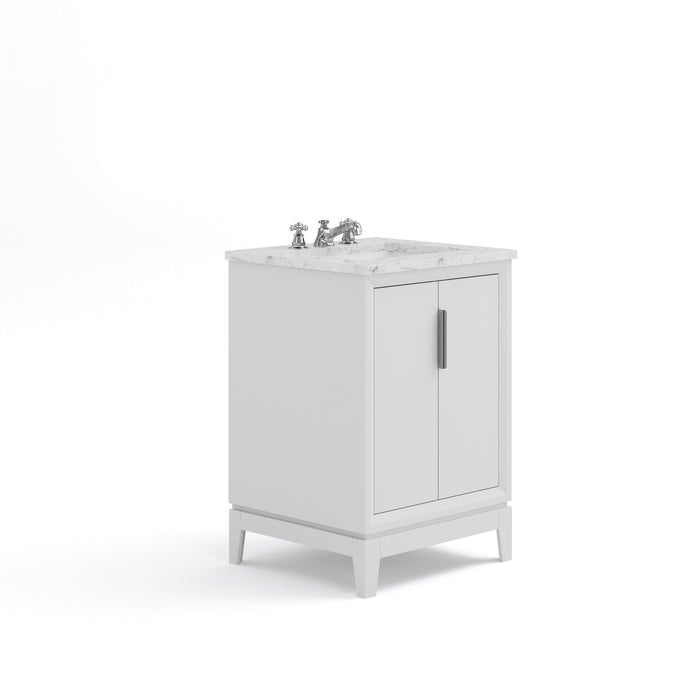 24 Inch Silhouette  Carrara White Marble Bathroom Vanity - Freestanding Vanity with Chrome Hardware