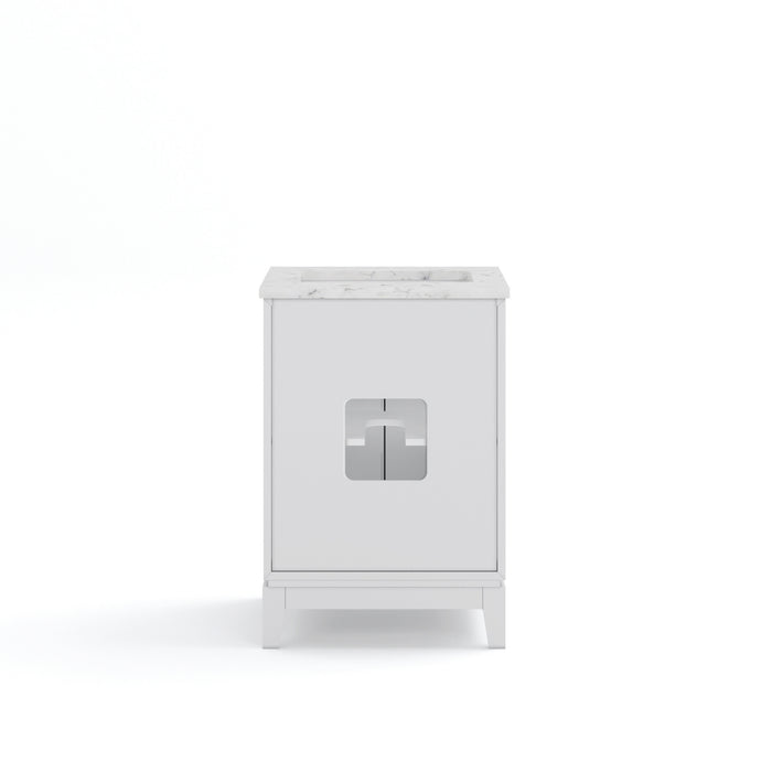 24 Inch Silhouette  Carrara White Marble Bathroom Vanity - Freestanding Vanity with Chrome Hardware