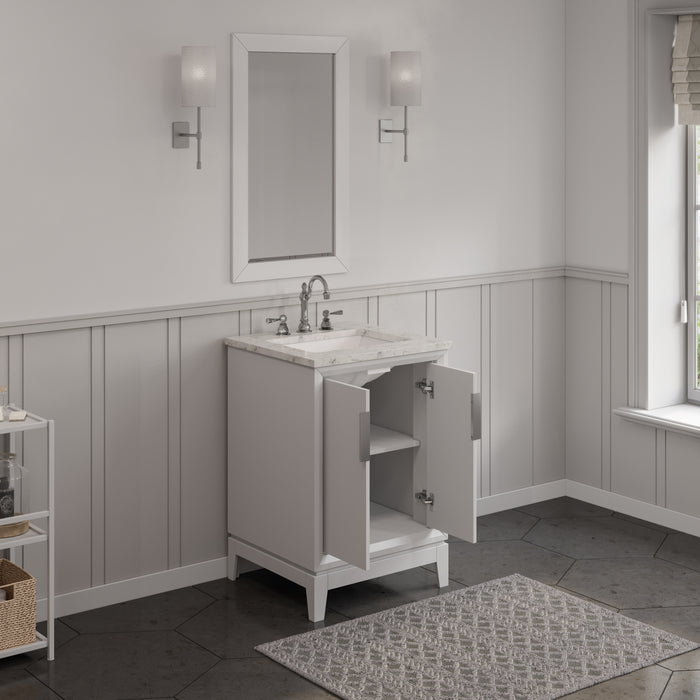 Siennat 24-Inch Carrara White Marble Vanity in Pure White with Brushed Silver Hardware