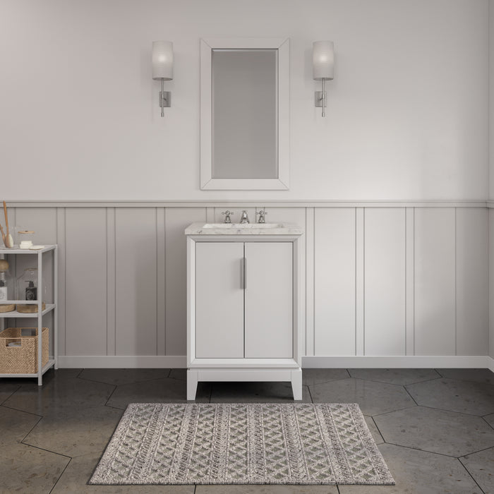 24 Inch Silhouette  Carrara White Marble Bathroom Vanity - Freestanding Vanity with Chrome Hardware