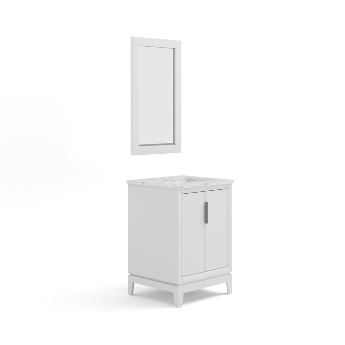 24 Inch Solaris Freestanding Bathroom Vanity - Carrara White Marble Top with Ceramic Sink and Mirror