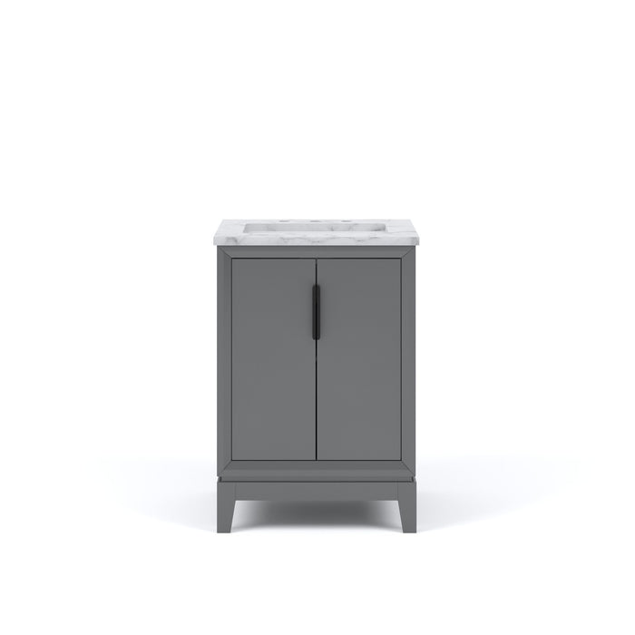 Sparrow 24-Inch Single Sink Marble Vanity Transitional Cashmere Grey Soft-Close Doors