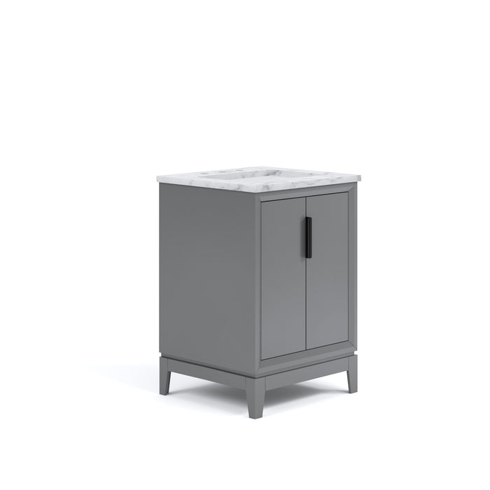 Sparrow 24-Inch Single Sink Marble Vanity Transitional Cashmere Grey Soft-Close Doors