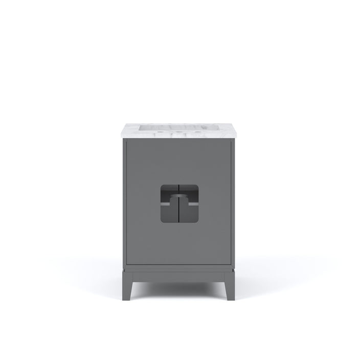 Sparrow 24-Inch Single Sink Marble Vanity Transitional Cashmere Grey Soft-Close Doors