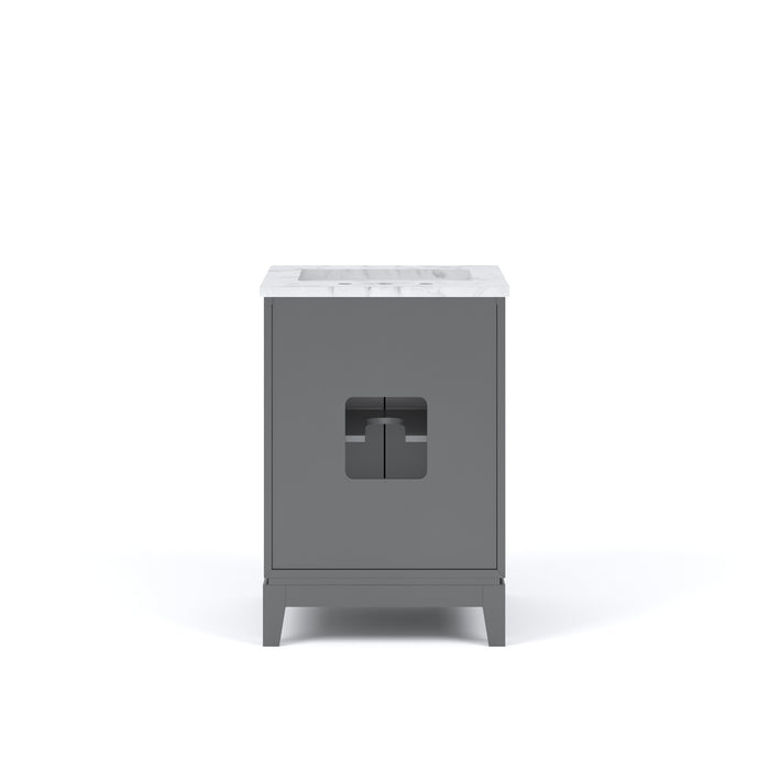 24" Single Sink Stellar Cashmere Grey Vanity with Carrara Marble Countertop and Faucet