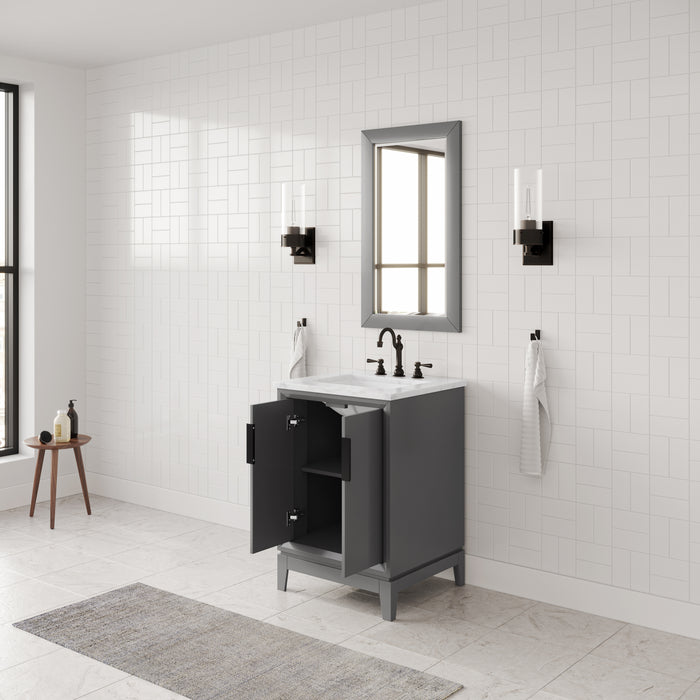 24" Single Sink Stellar Cashmere Grey Vanity with Carrara Marble Countertop and Faucet