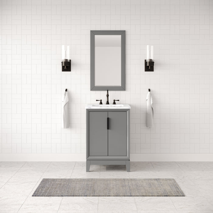 24" Single Sink Carrara White Marble Symphony Bathroom Vanity - Cashmere Grey with Matching Mirror