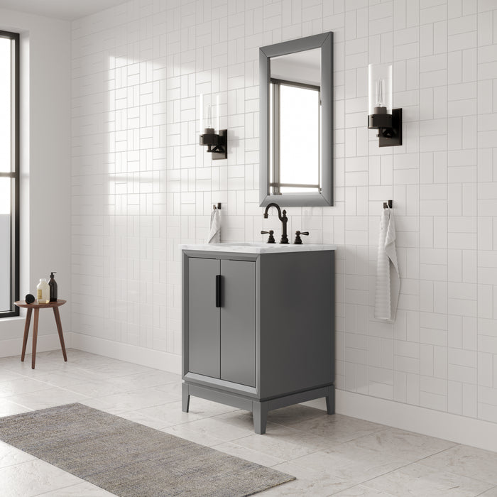 Sparrow 24-Inch Single Sink Marble Vanity Transitional Cashmere Grey Soft-Close Doors