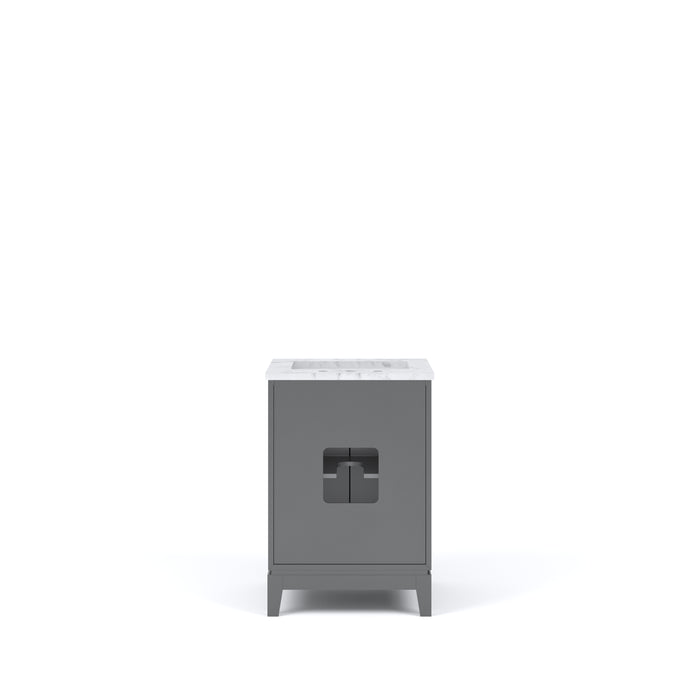 24" Single Sink Carrara White Marble Symphony Bathroom Vanity - Cashmere Grey with Matching Mirror