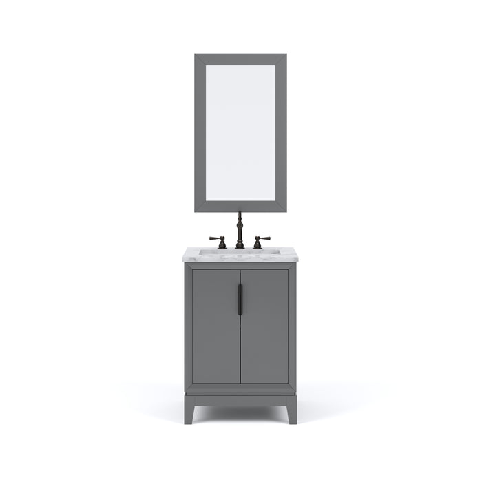 24" Single Sink Carrara White Marble Symphony Bathroom Vanity - Cashmere Grey with Matching Mirror