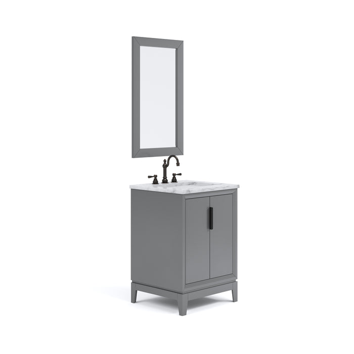 24" Single Sink Carrara White Marble Symphony Bathroom Vanity - Cashmere Grey with Matching Mirror