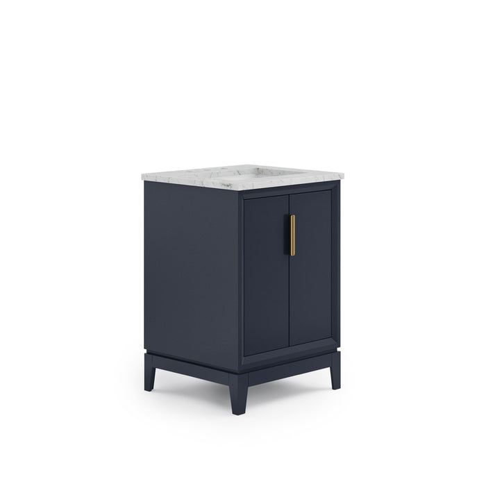 24" Carrara White Marble Sable Bathroom Vanity - Monarch Blue with Satin Gold Hardware