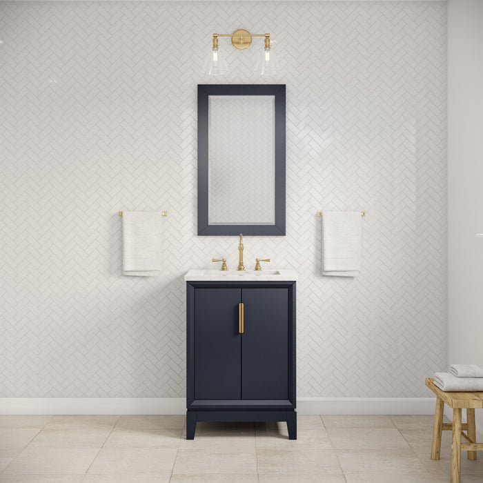 24" Carrara White Marble Sable Bathroom Vanity - Monarch Blue with Satin Gold Hardware