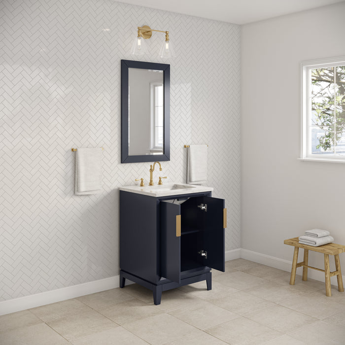 24" Carrara White Marble Sable Bathroom Vanity - Monarch Blue with Satin Gold Hardware