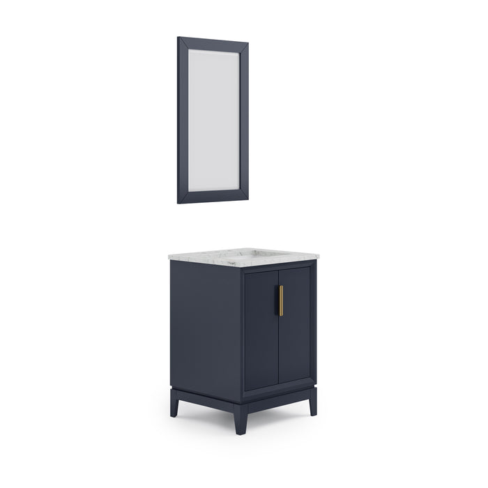 24-Inch Santal Monarch Blue Bathroom Vanity - Single Sink Carrara White Marble Countertop with Rectangular Mirror