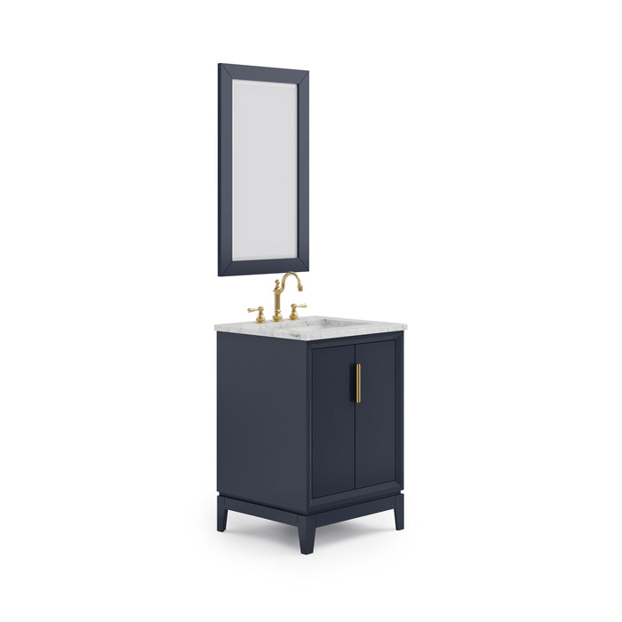 24-Inch Holif Single Sink Vanity Carrara Marble Monarch Blue Complete with Mirror Set