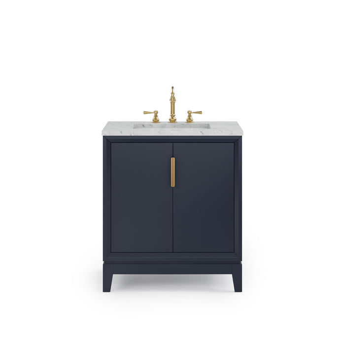 30-Inch Freestanding Tranquil Vanity - Monarch Blue with Carrara Marble & Gold Hardware