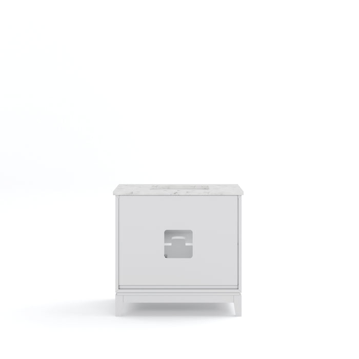 36" Affinity White Bathroom Vanity Set - Carrara Marble Counter, Undermount Sink & Rectangular Mirror