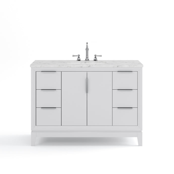 48 Inch Pure White Chanterel Bathroom Vanity Set - Carrara Marble Top with Undermount Sink & Chrome Hardware