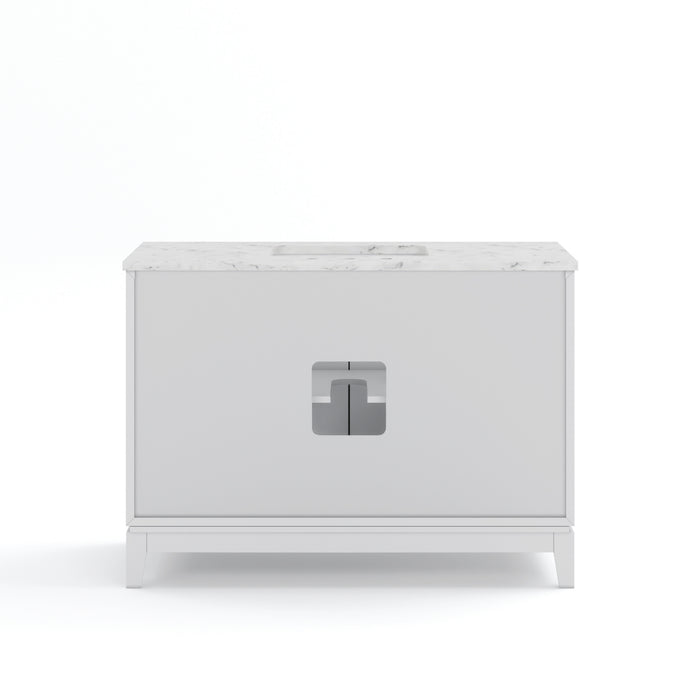 48 Inch Pure White Chanterel Bathroom Vanity Set - Carrara Marble Top with Undermount Sink & Chrome Hardware
