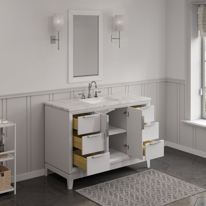 48 Inch Pure White Chanterel Bathroom Vanity Set - Carrara Marble Top with Undermount Sink & Chrome Hardware