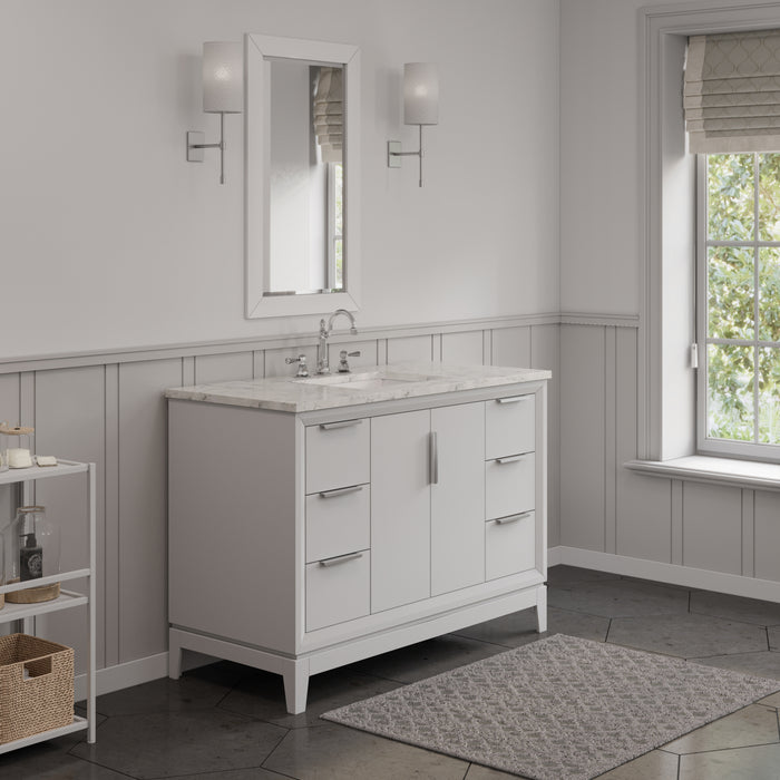48 Inch Pure White Chanterel Bathroom Vanity Set - Carrara Marble Top with Undermount Sink & Chrome Hardware