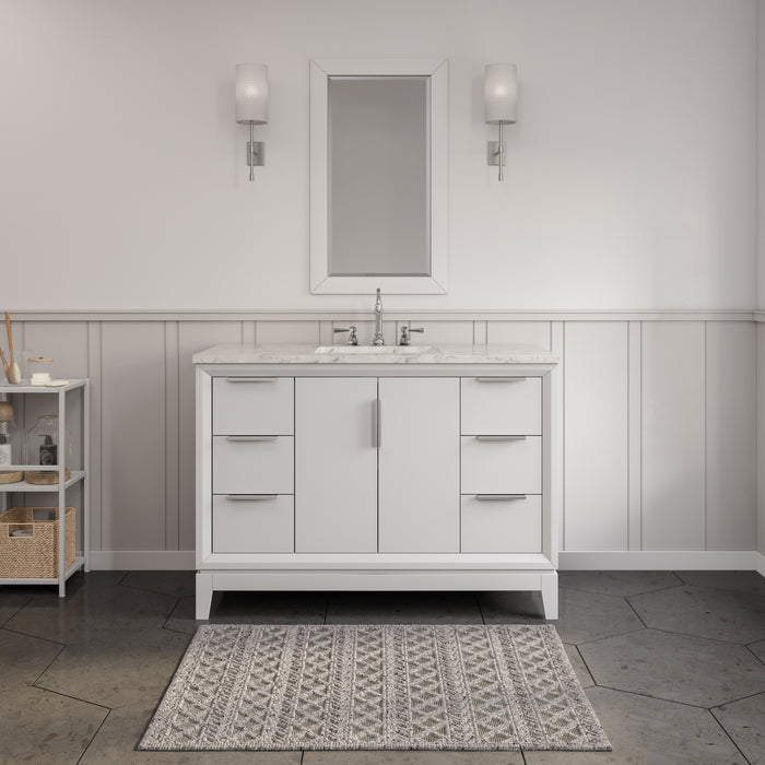 48 Inch Pure White Chanterel Bathroom Vanity Set - Carrara Marble Top with Undermount Sink & Chrome Hardware