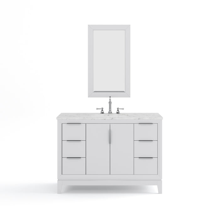 48 Inch Chroma White Bathroom Vanity Set with Carrara Marble with Chrome Hardware & Rectangular Mirror