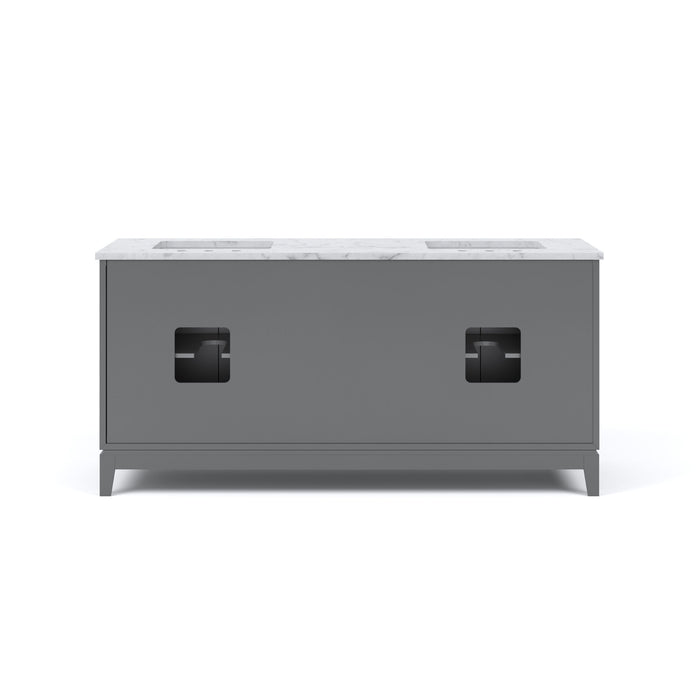 72" Clove Double Sink Vanity - Cashmere Grey Carrara White Marble Bronze Hardware