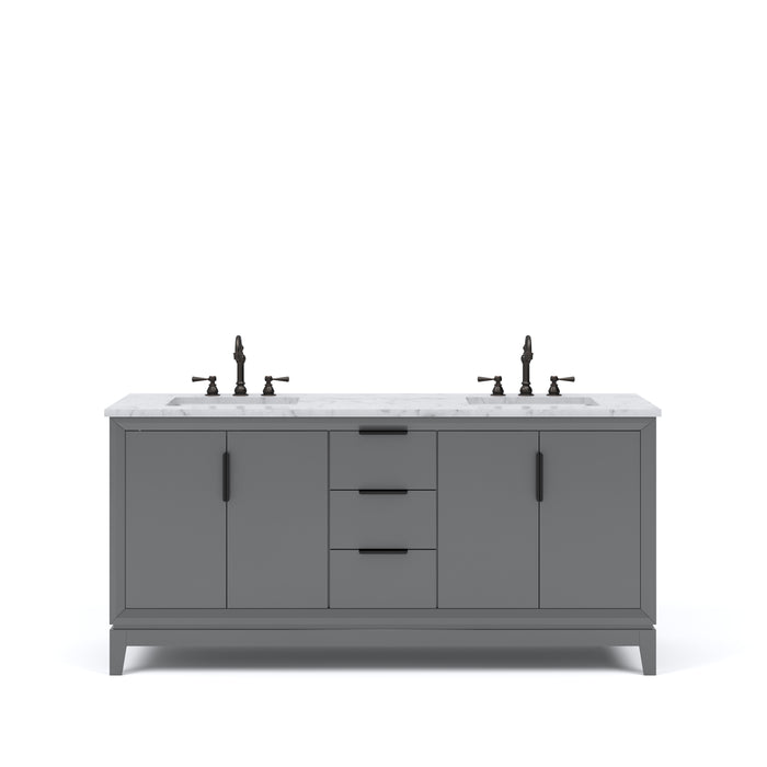 72" Marble Concord Double Sink Vanity Cashmere Grey with Oil Rubbed Bronze Hardware