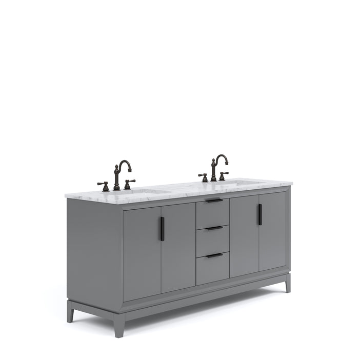72" Marble Concord Double Sink Vanity Cashmere Grey with Oil Rubbed Bronze Hardware