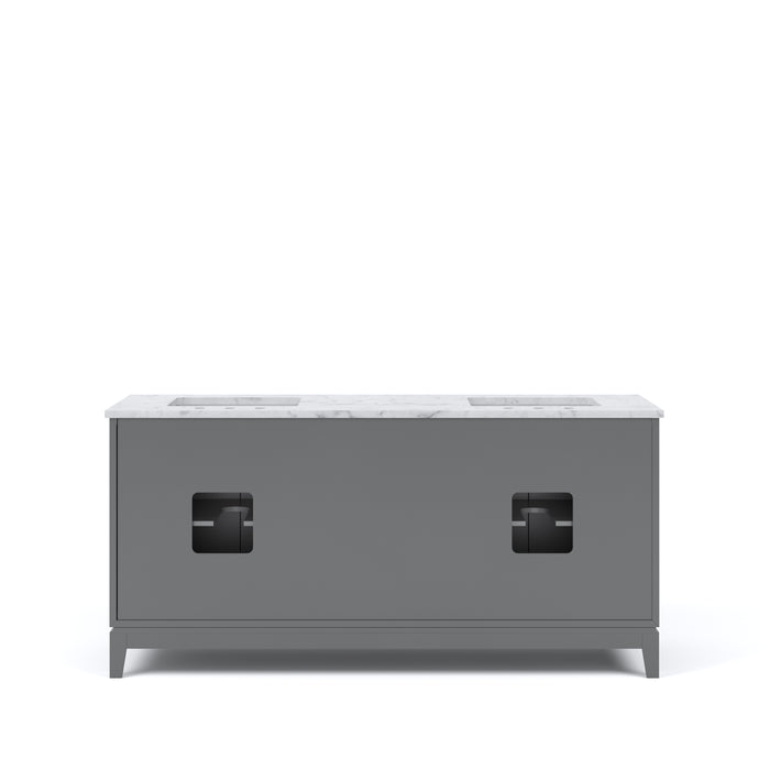 72" Marble Concord Double Sink Vanity Cashmere Grey with Oil Rubbed Bronze Hardware