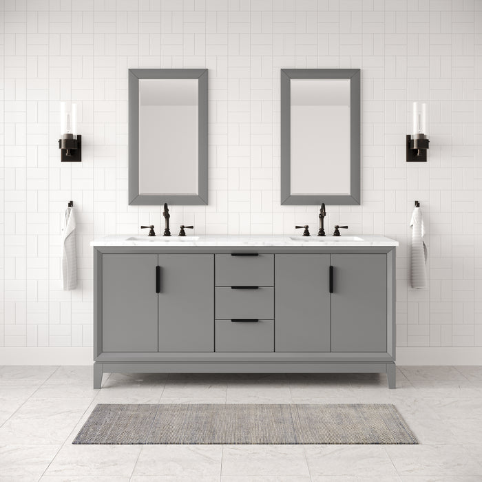 72" Marble Concord Double Sink Vanity Cashmere Grey with Oil Rubbed Bronze Hardware