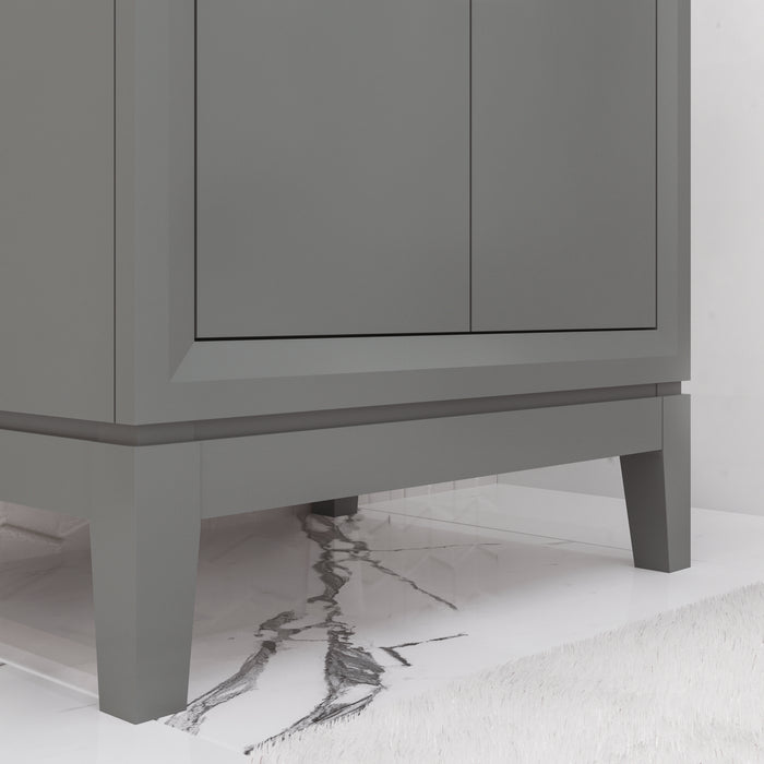 24 Inch Hardwood Bathroom Vanity Rococo Modern Integrated Ceramic Sink Chrome Hardware