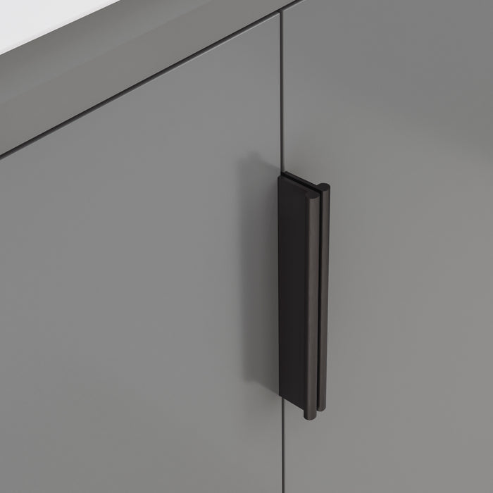 24 Inch Ridge Solid Wood Vanity Cabinet Modern Transitional Integrated Sink Top - Cashmere Grey
