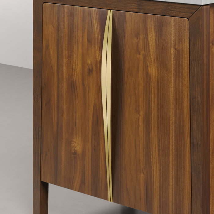 30-Inch Kate Bathroom Vanity Solid Wood Noir Juglans with Satin Gold Accents & Mirror