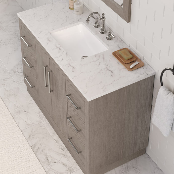 48" Ladera Grey Oak Single Sink Vanity with Carrara White Marble Countertop & Chrome Hardware