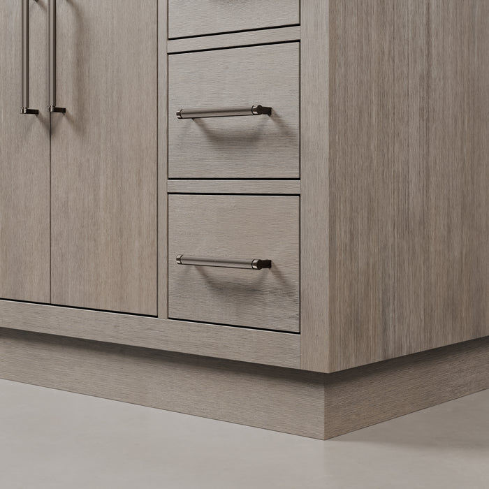 48-Inch Loxley Bathroom Vanity - Grey Oak with White Marble Countertop Single Sink & Faucets
