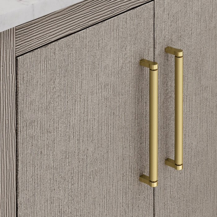 72 Inch Nordica Grey Oak Double Sink Bathroom Vanity - White Marble Countertop Satin Gold Faucets & Mirrors