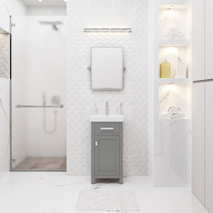 18 Inch Summon Hardwood Transitional Bathroom Vanity Cashmere Grey Soft Close Chrome Hardware