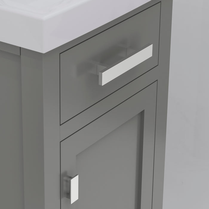 18 Inch Summon Hardwood Transitional Bathroom Vanity Cashmere Grey Soft Close Chrome Hardware