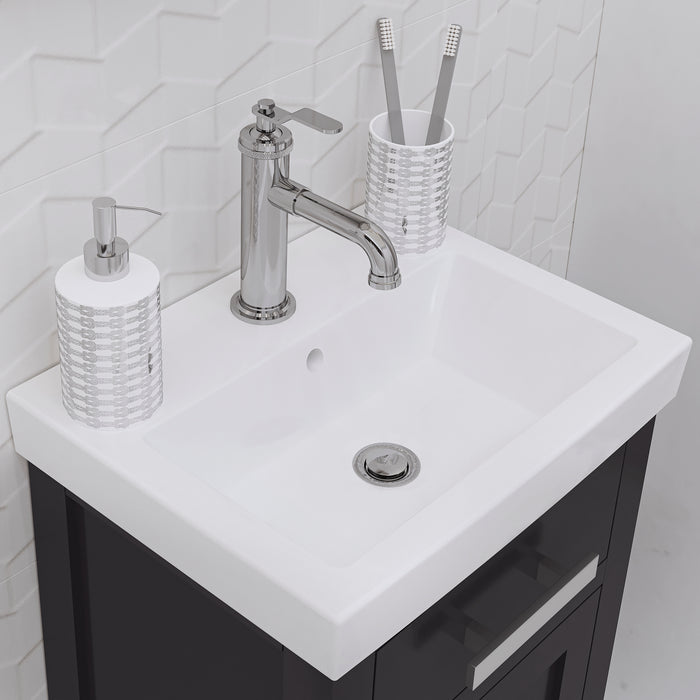 18-Inch Engage Ceramic Integrated Sink Bath Vanity Transitional Espresso with Soft Close Door