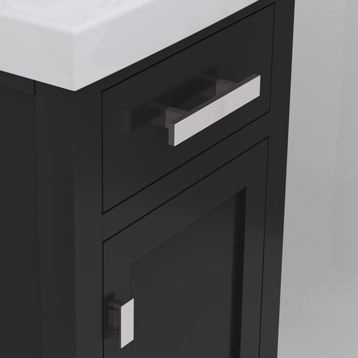 18" Edge Espresso Bathroom Vanity White Ceramic Top Soft Close Chrome Hardware