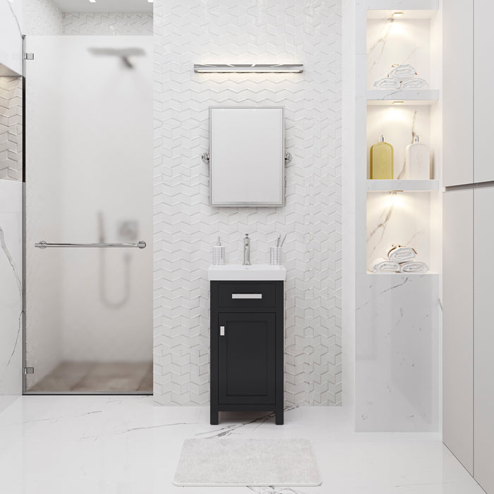 18-Inch Engage Ceramic Integrated Sink Bath Vanity Transitional Espresso with Soft Close Door