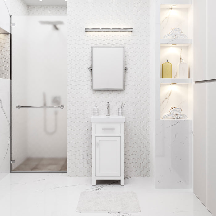 18-Inch Ceramic Convene Bathroom Vanity Pure White Integrated Sink