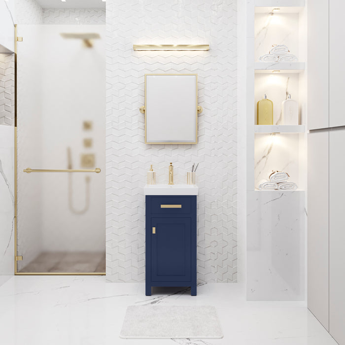 18 Inch Ceramic Sojourn Bathroom Vanity Monarch Blue Integrated Sink Top