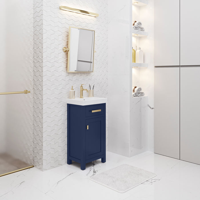 18 Inch Ceramic Sojourn Bathroom Vanity Monarch Blue Integrated Sink Top