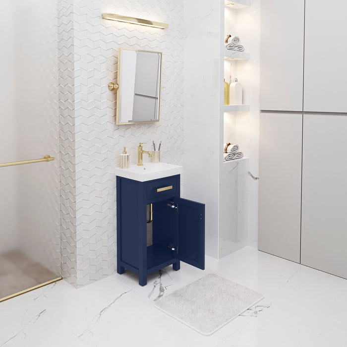 18 Inch Ceramic Sojourn Bathroom Vanity Monarch Blue Integrated Sink Top
