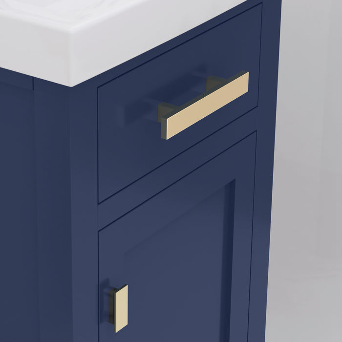 18 Inch Ceramic Sojourn Bathroom Vanity Monarch Blue Integrated Sink Top